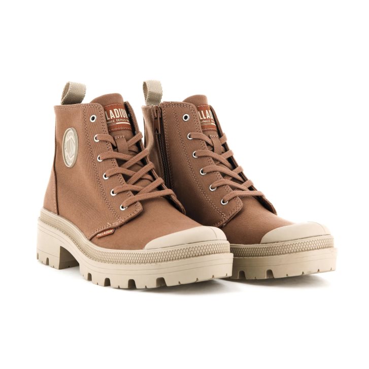 Dámské Boty Palladium Pallabase Twill Hnědé | CZ CWD-45T